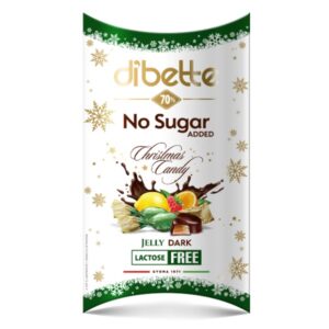 DIBETTE NAS Étcsokoládéval mártott vegyes gyümölcsízű zselés szaloncukor édesítőszerekkel 220g